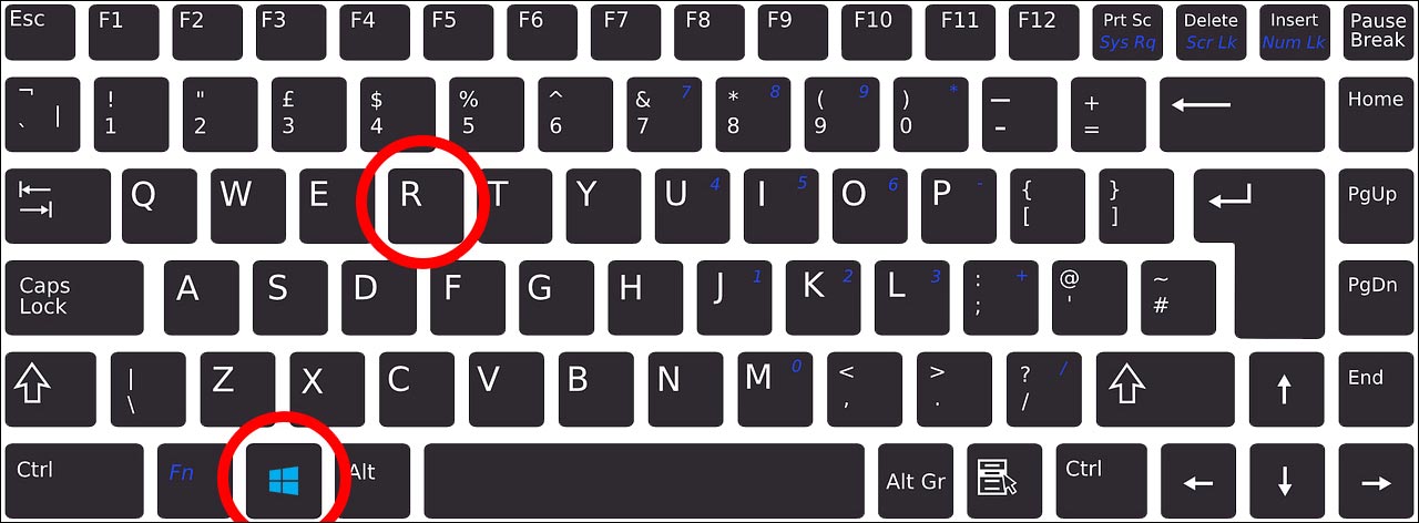 Натисніть клавішу Windows та клавішу r на клавіатурі